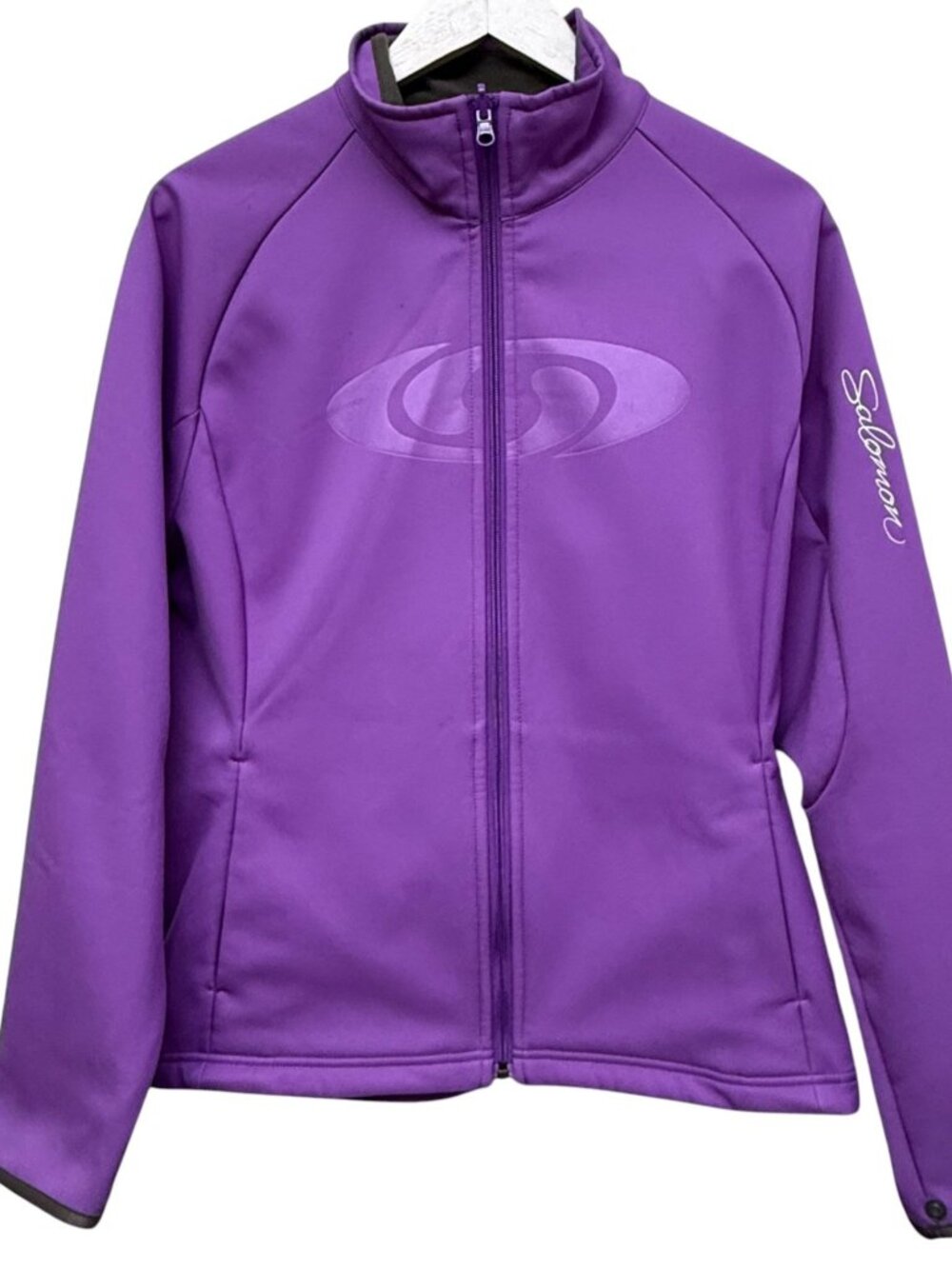 Salomon Womens Ski Jacket Large Purple Performance Stretch Fleece Snowboard